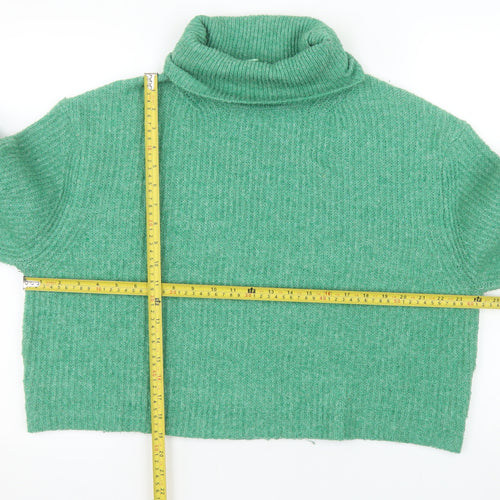 Pull & Bear Women Green Roll Neck Knit Jumper Size 12