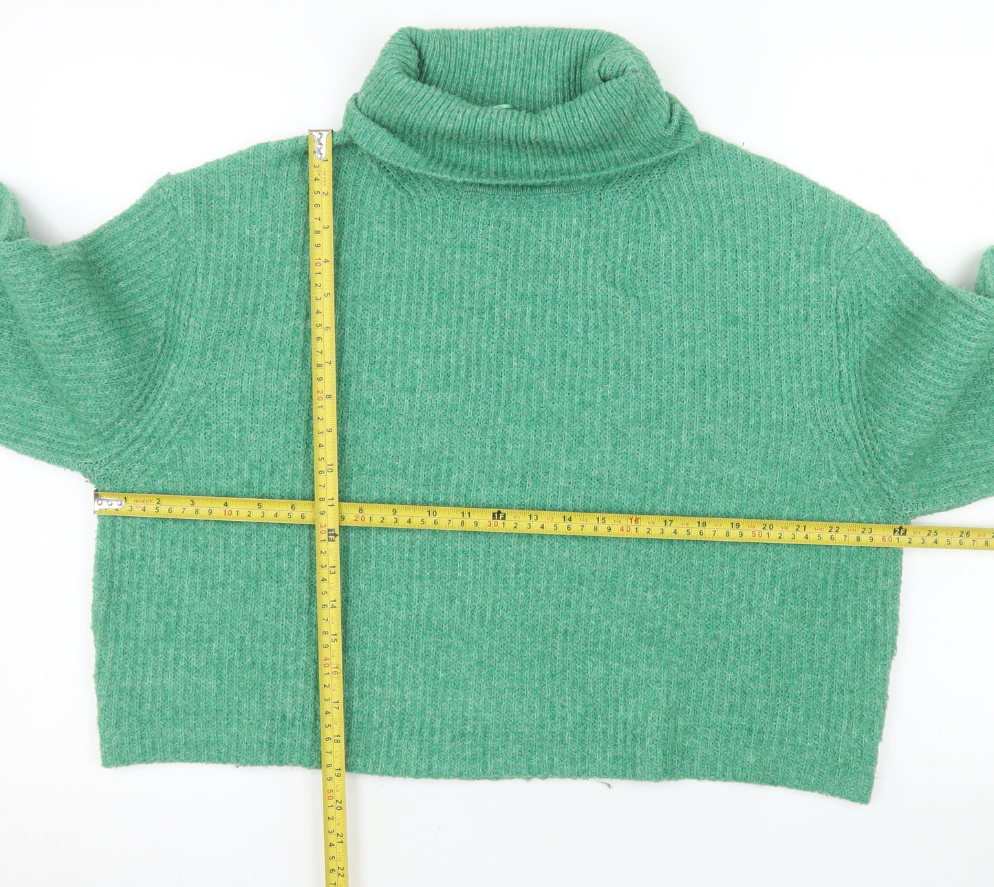 Pull & Bear Women Green Roll Neck Knit Jumper Size 12