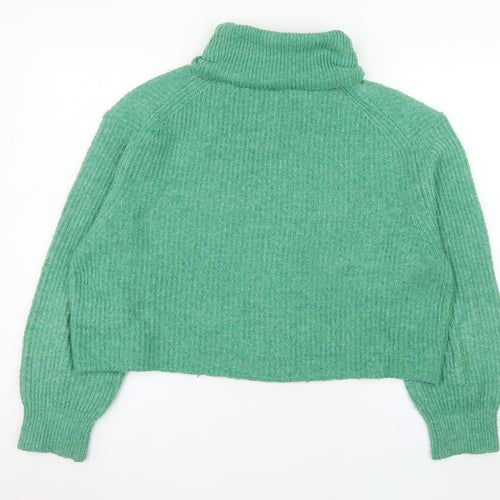 Pull & Bear Women Green Roll Neck Knit Jumper Size 12