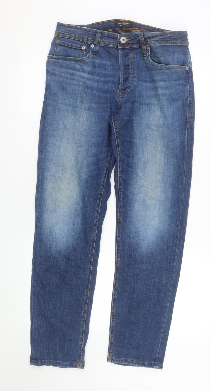 Jack & Jones Men's Blue Regular Fit Stretch Denim Jeans 32W 30L Straight