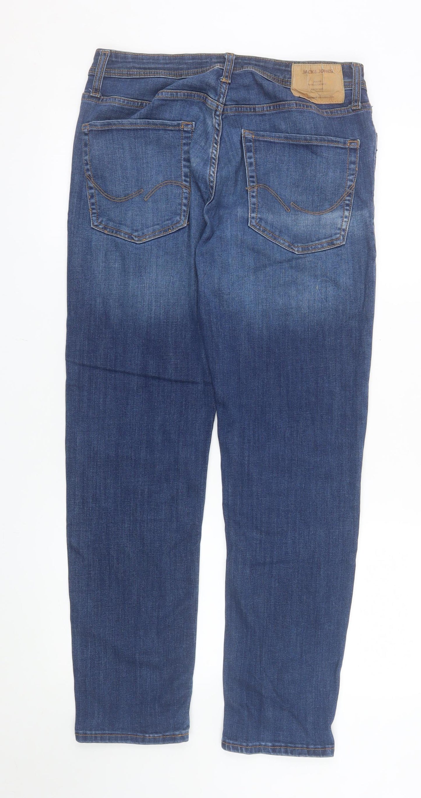 Jack & Jones Men's Blue Regular Fit Stretch Denim Jeans 32W 30L Straight
