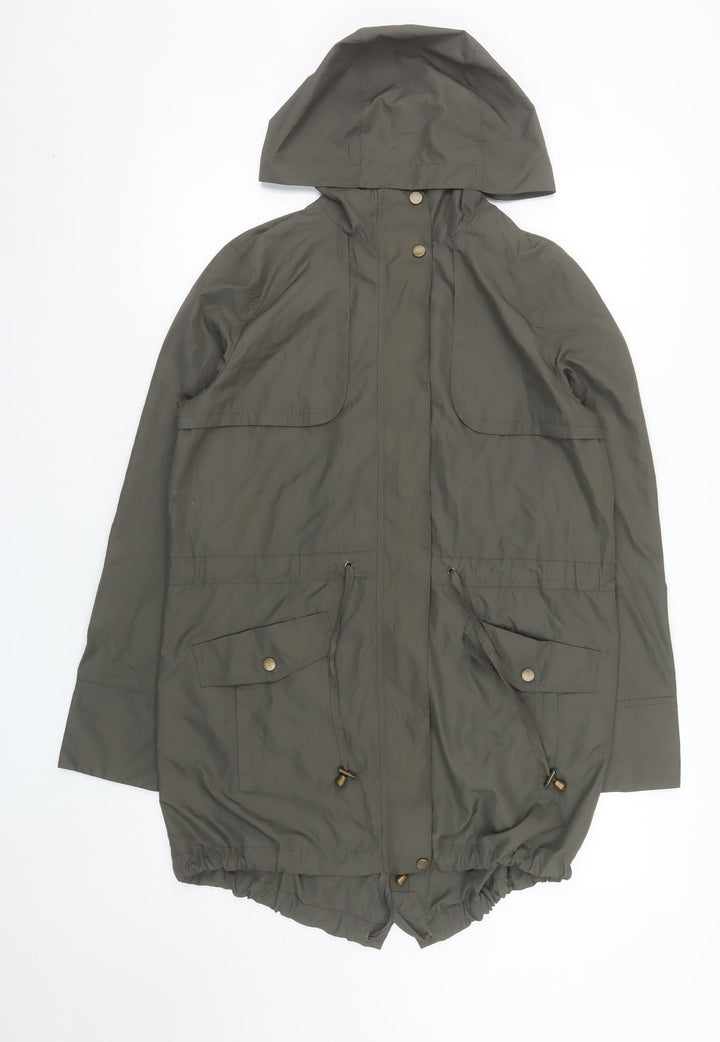 New Look Women's Khaki Green Hooded Parka Jacket Size 8