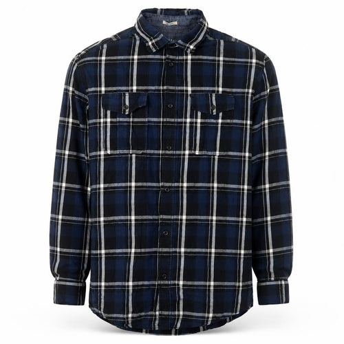 Jack & Jones Men's Blue Plaid Long Sleeve Cotton Shirt Size L