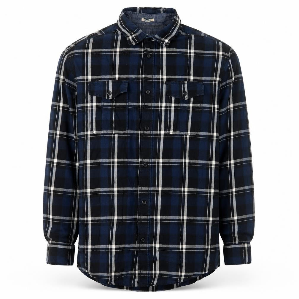 Jack & Jones Men's Blue Plaid Long Sleeve Cotton Shirt Size L