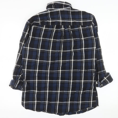 Jack & Jones Men's Blue Plaid Long Sleeve Cotton Shirt Size L