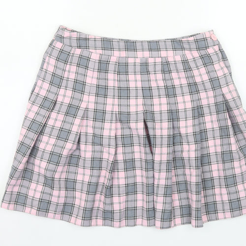 New Look Women's Pink Plaid Pleated Short Skirt Size 14