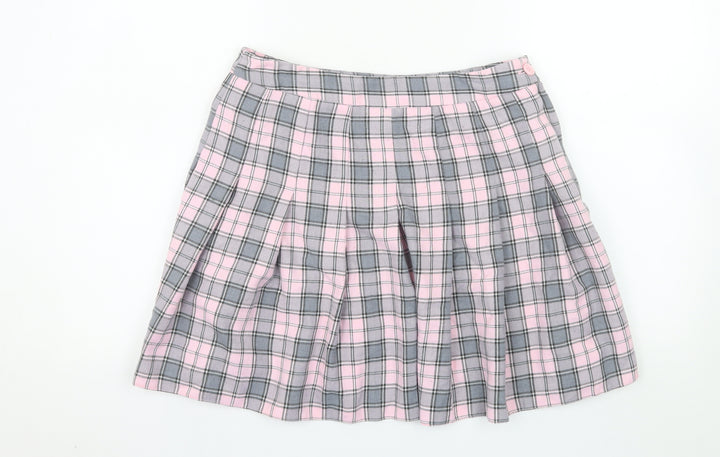 New Look Women's Pink Plaid Pleated Short Skirt Size 14