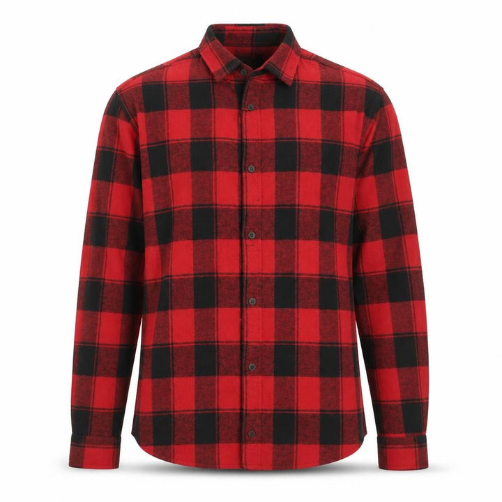 Jack & Jones Men's Red Black Check Flannel Long Sleeve Button-Up Shirt M
