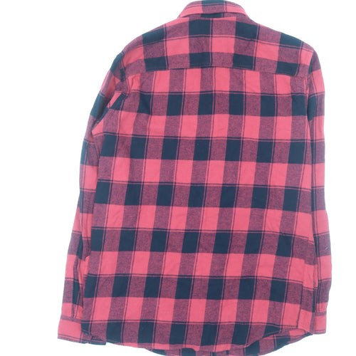 Jack & Jones Men's Red Black Check Flannel Long Sleeve Button-Up Shirt M
