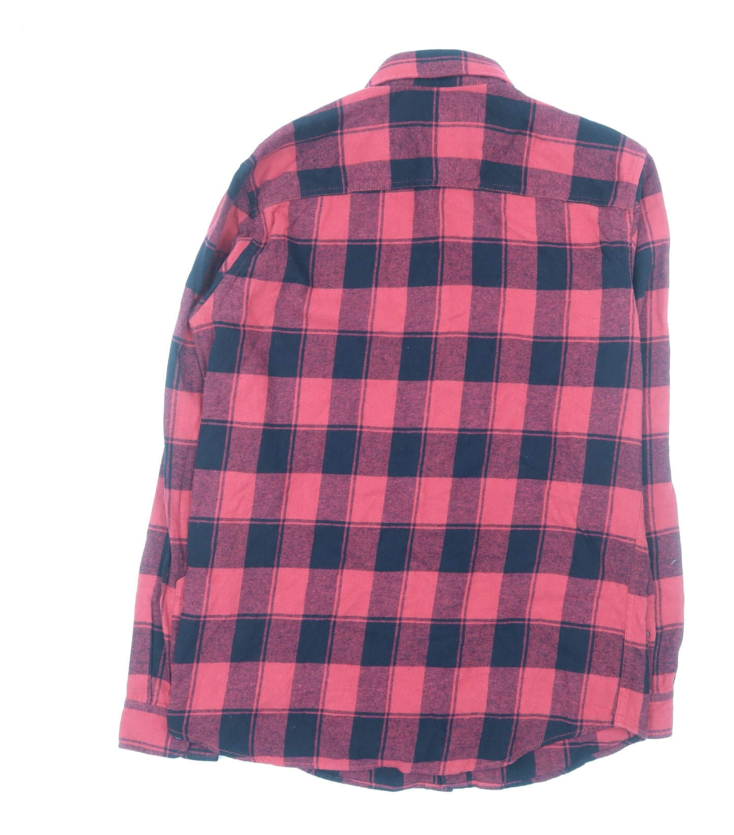 Jack & Jones Men's Red Black Check Flannel Long Sleeve Button-Up Shirt M