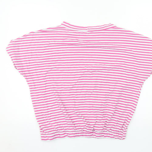 MEGI Collection Women Pink White Striped Jersey T-Shirt L-XL