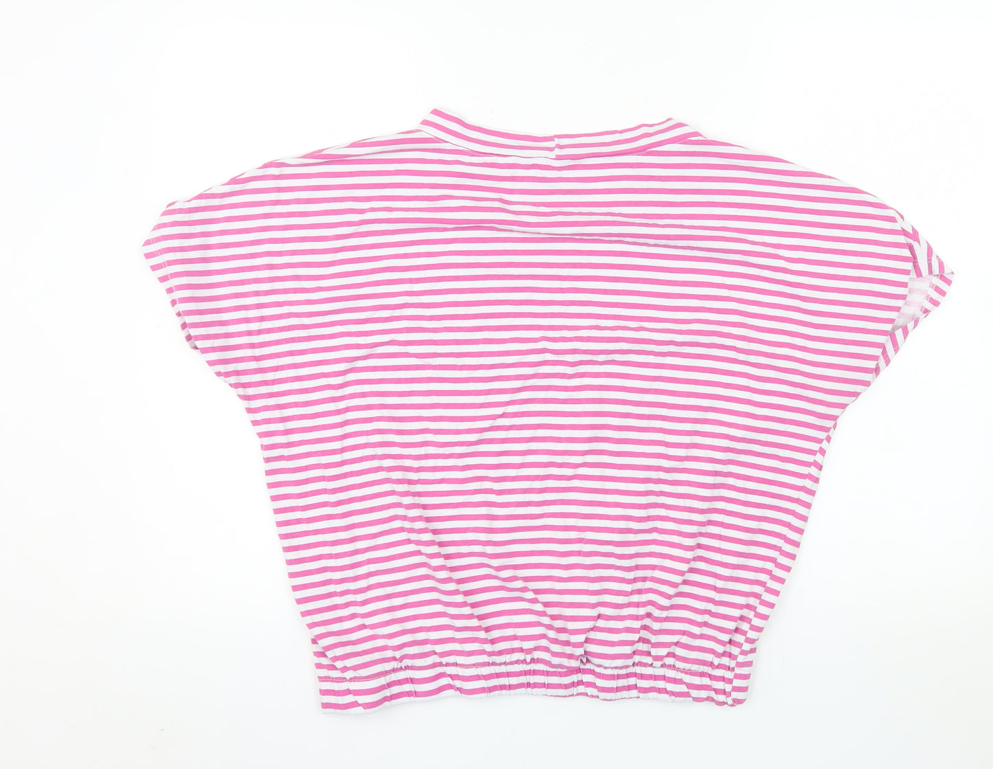 MEGI Collection Women Pink White Striped Jersey T-Shirt L-XL