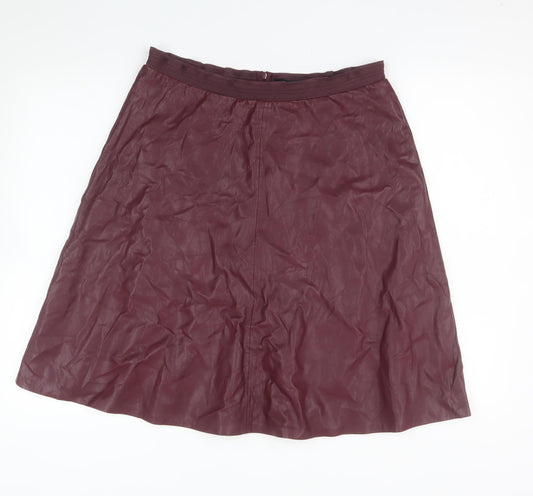 Comma Women's Purple A-Line Faux Leather Skirt Size 10