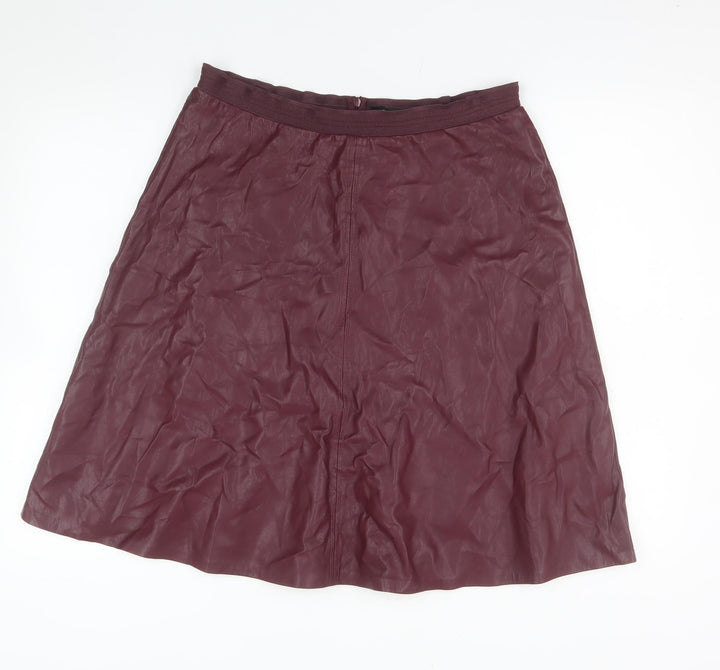 Comma Women's Purple A-Line Faux Leather Skirt Size 10