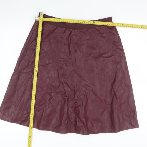 Comma Women's Purple A-Line Faux Leather Skirt Size 10