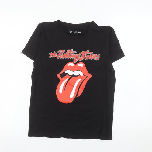 NEXT Girls Black Rolling Stones Graphic Band T-Shirt 10-11 Years