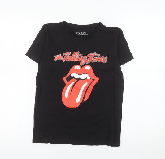 NEXT Girls Black Rolling Stones Graphic Band T-Shirt 10-11 Years