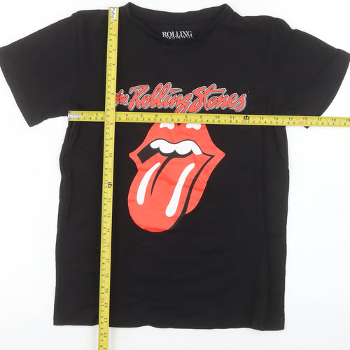 NEXT Girls Black Rolling Stones Graphic Band T-Shirt 10-11 Years