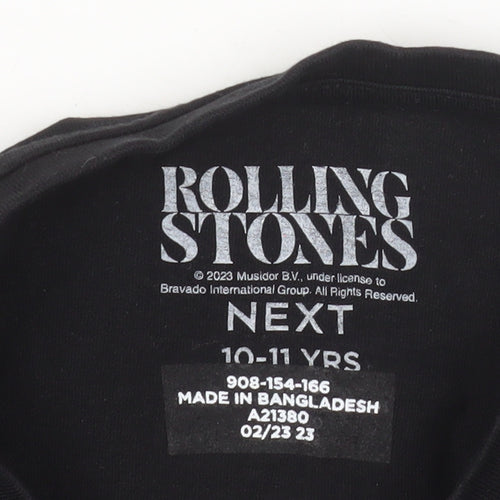 NEXT Girls Black Rolling Stones Graphic Band T-Shirt 10-11 Years