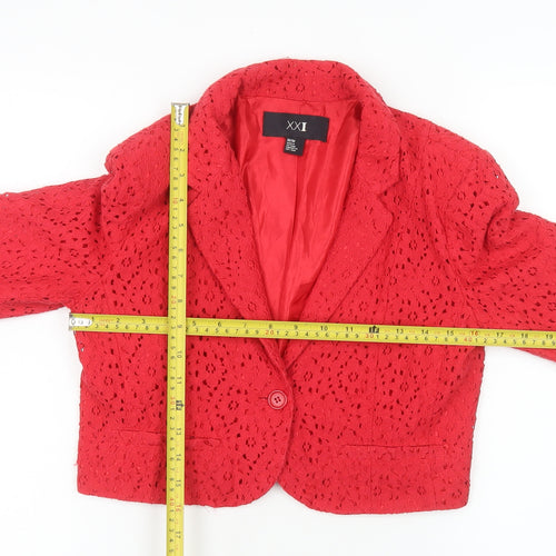 Forever 21 Women Red Lace Cropped Blazer Medium