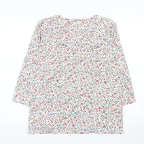 Lighthouse Womens Floral V-Neck Long Sleeve Cotton Top Size 14