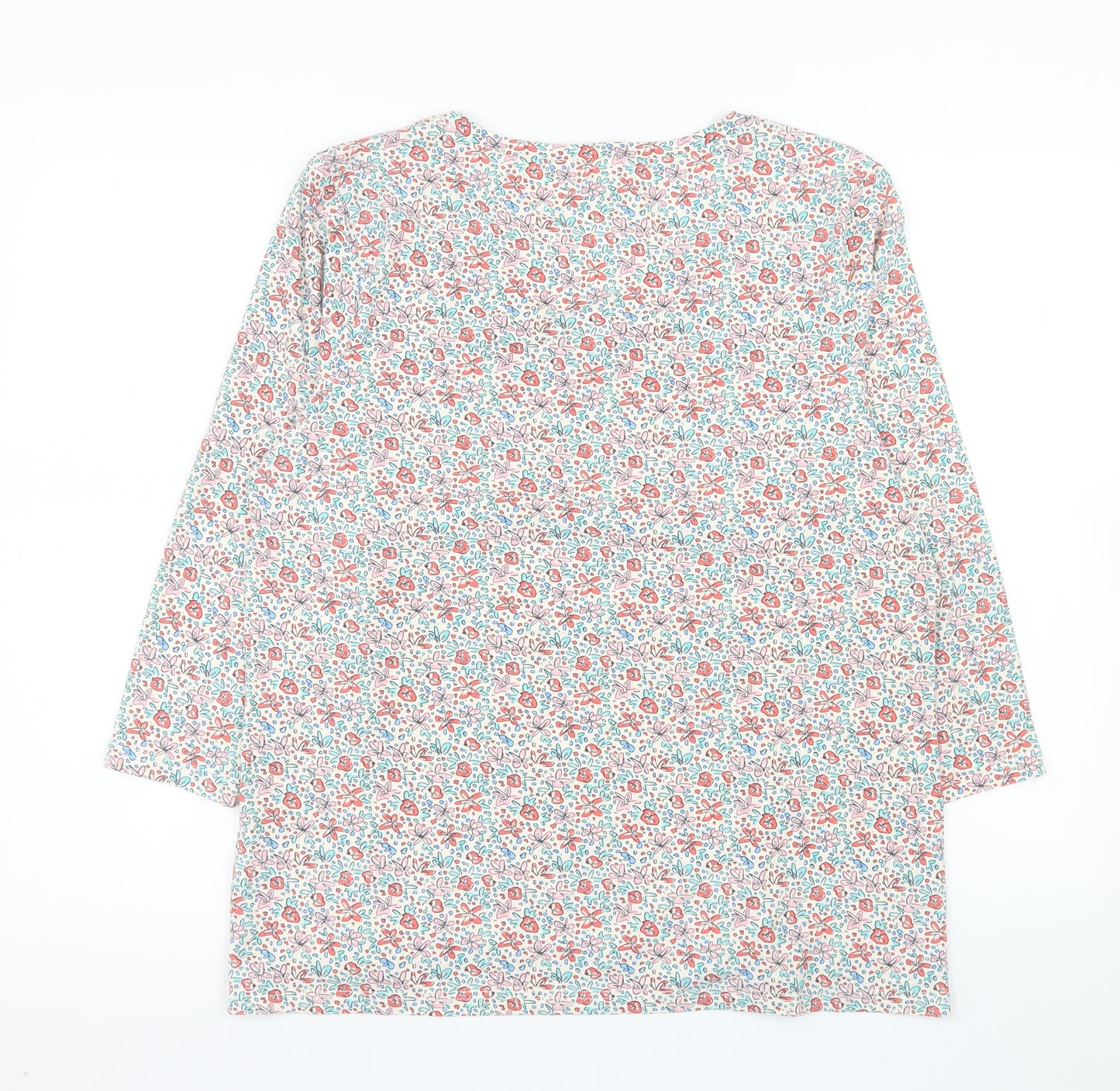 Lighthouse Womens Floral V-Neck Long Sleeve Cotton Top Size 14