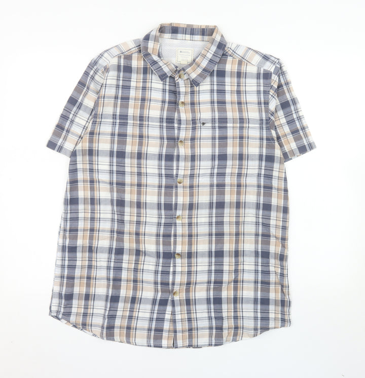 Mountain Warehouse Men's Beige Check Short Sleeve Button-Up Shirt M