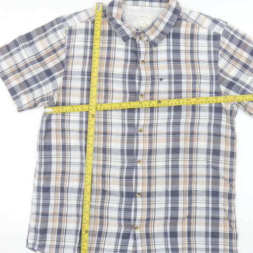 Mountain Warehouse Men's Beige Check Short Sleeve Button-Up Shirt M