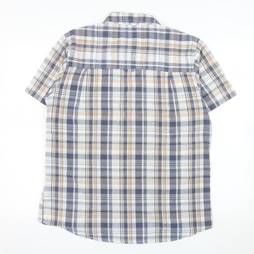 Mountain Warehouse Men's Beige Check Short Sleeve Button-Up Shirt M