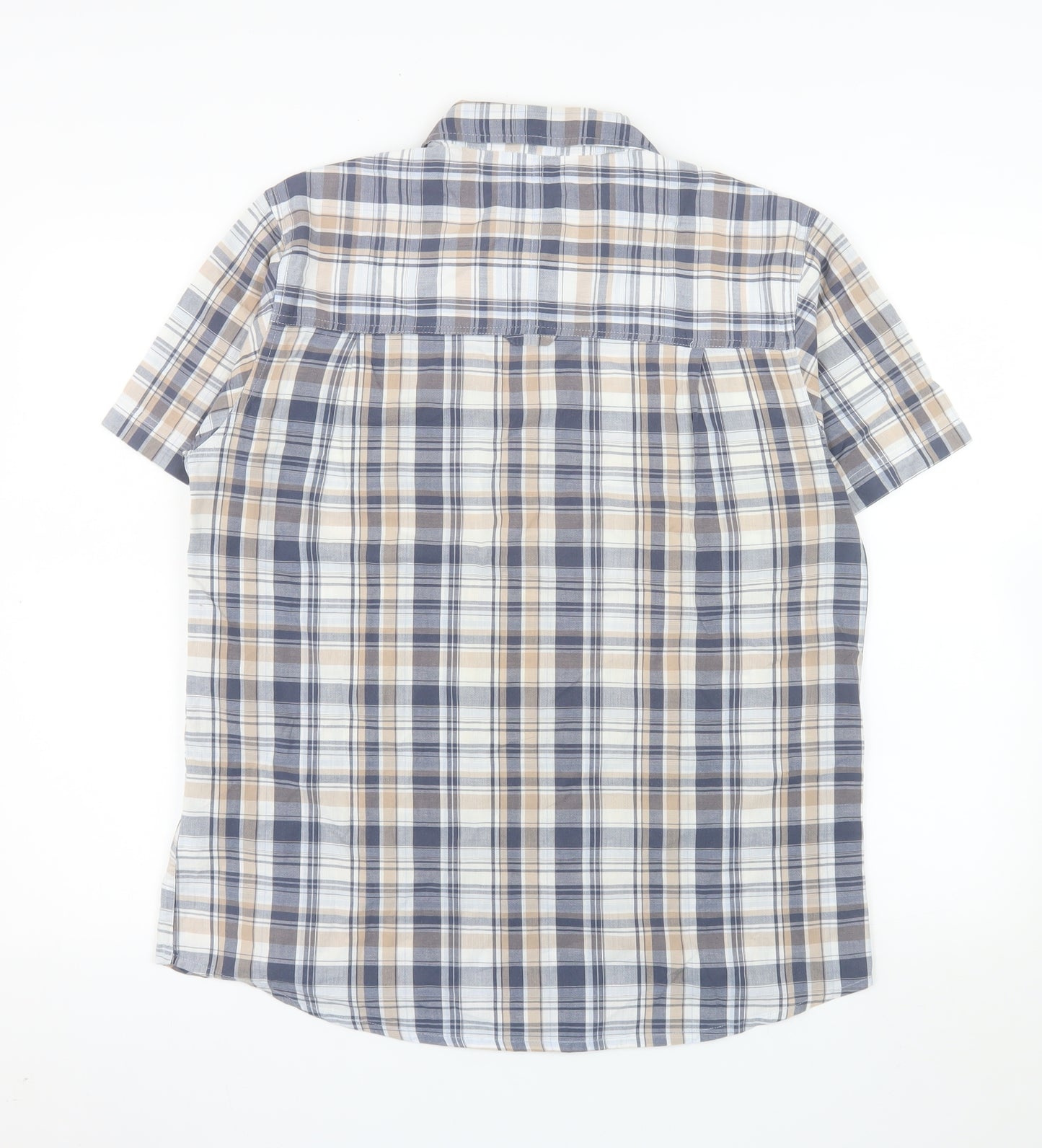 Mountain Warehouse Men's Beige Check Short Sleeve Button-Up Shirt M