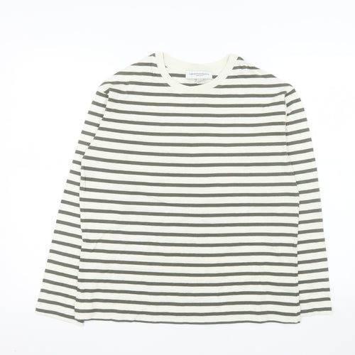 Carolyn Donnelly Women White Striped Long Sleeve Cotton T-Shirt XS