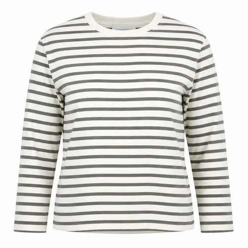 Carolyn Donnelly Women White Striped Long Sleeve Cotton T-Shirt XS
