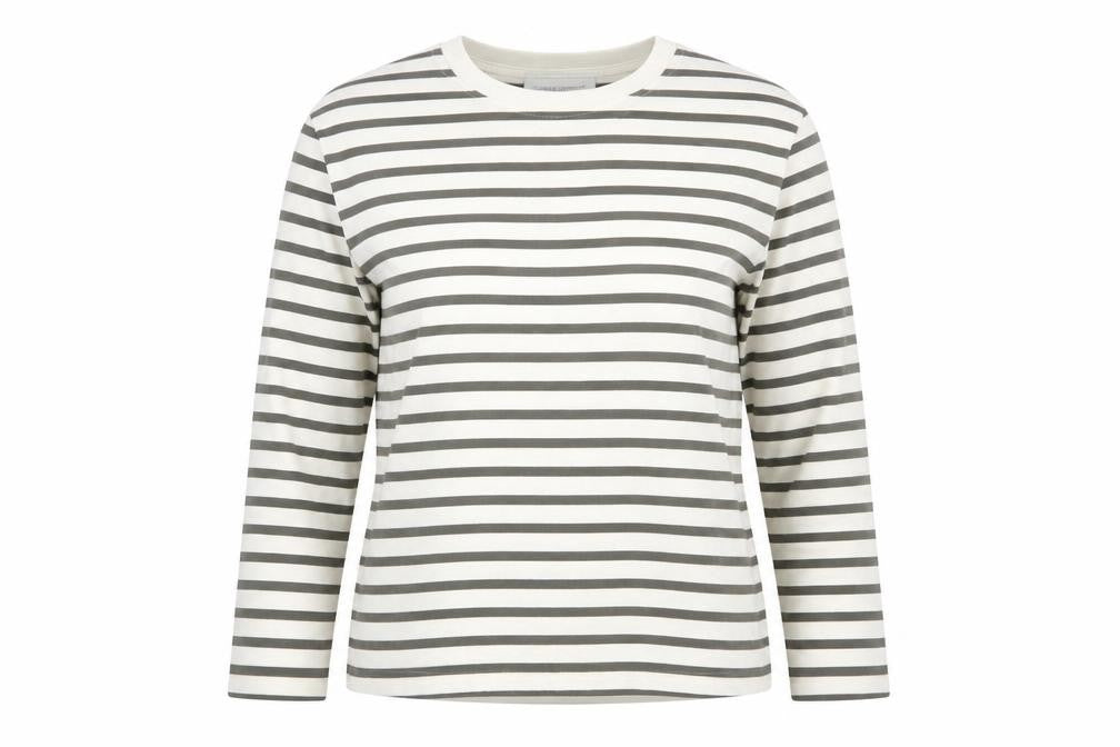 Carolyn Donnelly Women White Striped Long Sleeve Cotton T-Shirt XS
