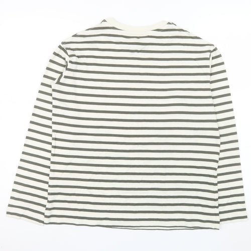 Carolyn Donnelly Women White Striped Long Sleeve Cotton T-Shirt XS