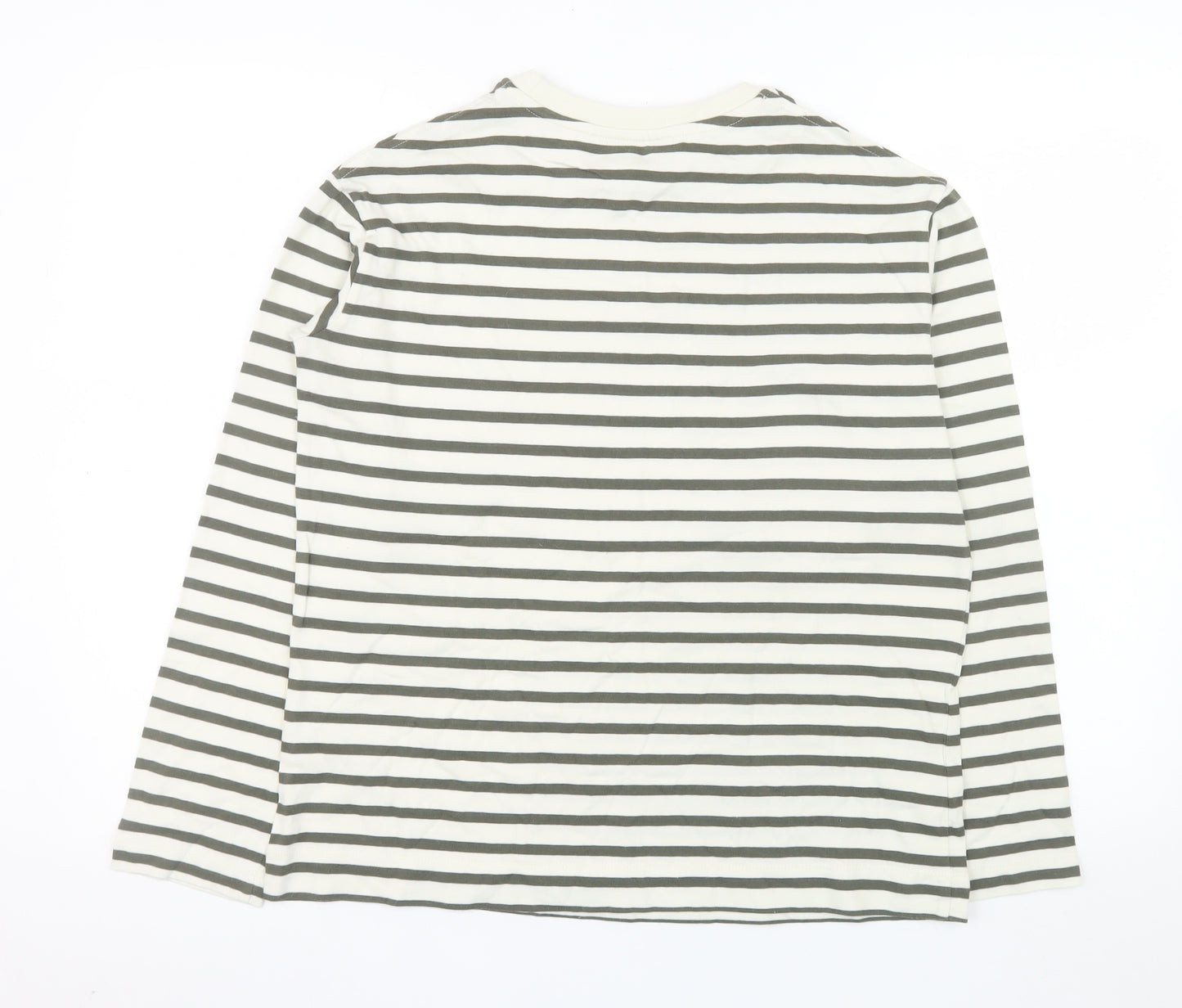Carolyn Donnelly Women White Striped Long Sleeve Cotton T-Shirt XS