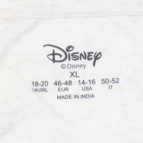 Disney Women Beige Minnie Mouse T-Shirt XL Short Sleeve Cotton Blend