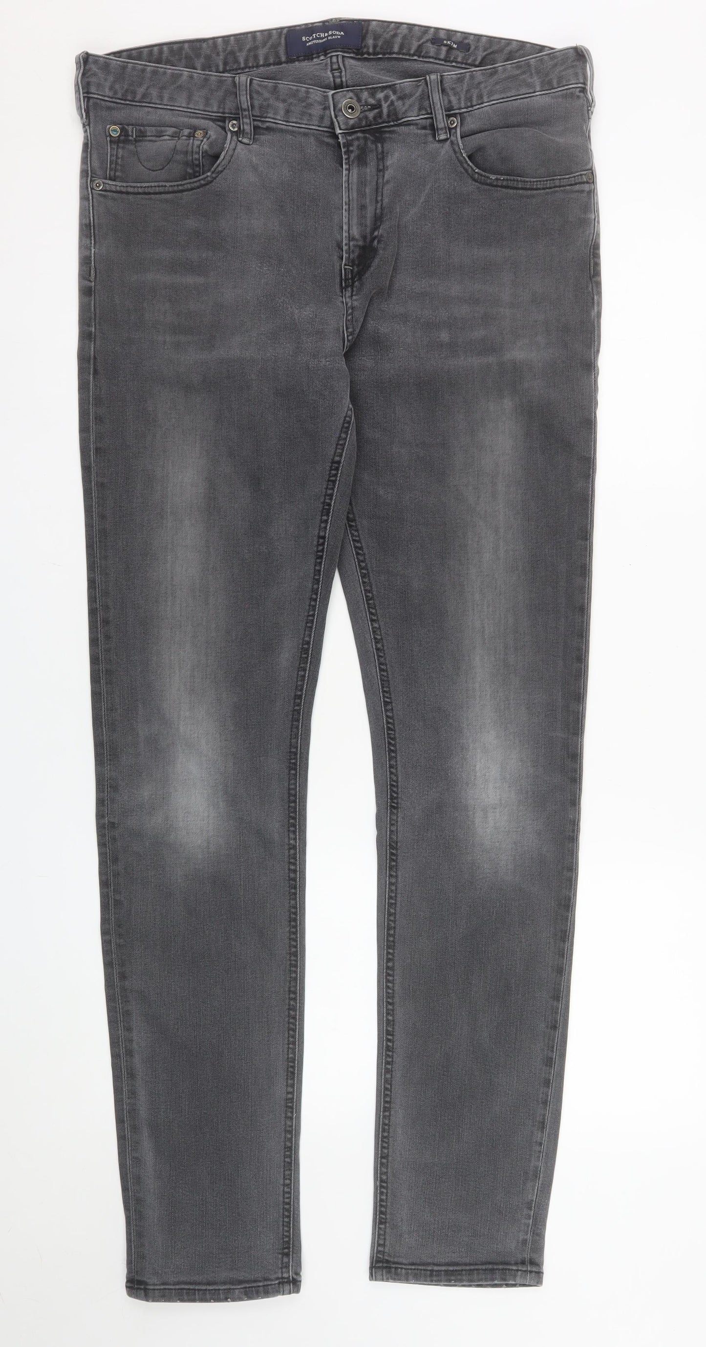 Scotch & Soda Mens Grey Slim Straight Jeans W34 L34 Denim