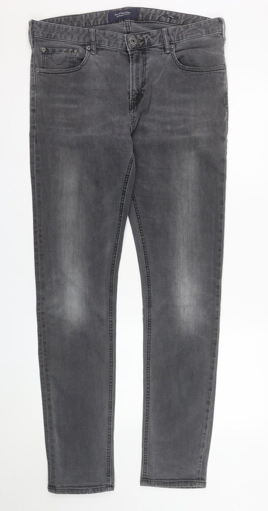 Scotch & Soda Mens Grey Slim Straight Jeans W34 L34 Denim