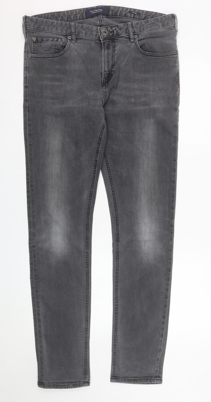 Scotch & Soda Mens Grey Slim Straight Jeans W34 L34 Denim