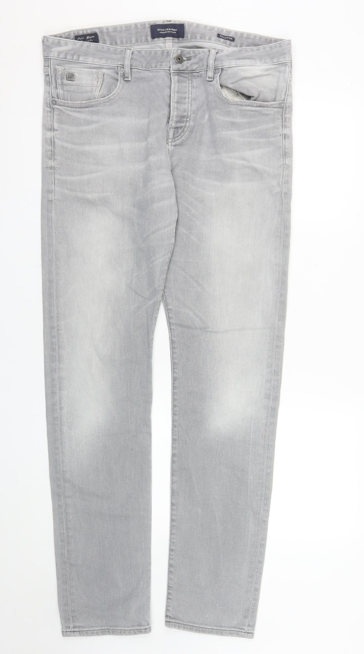 Scotch & Soda Men's Grey Slim Fit Straight Jeans W34 L34
