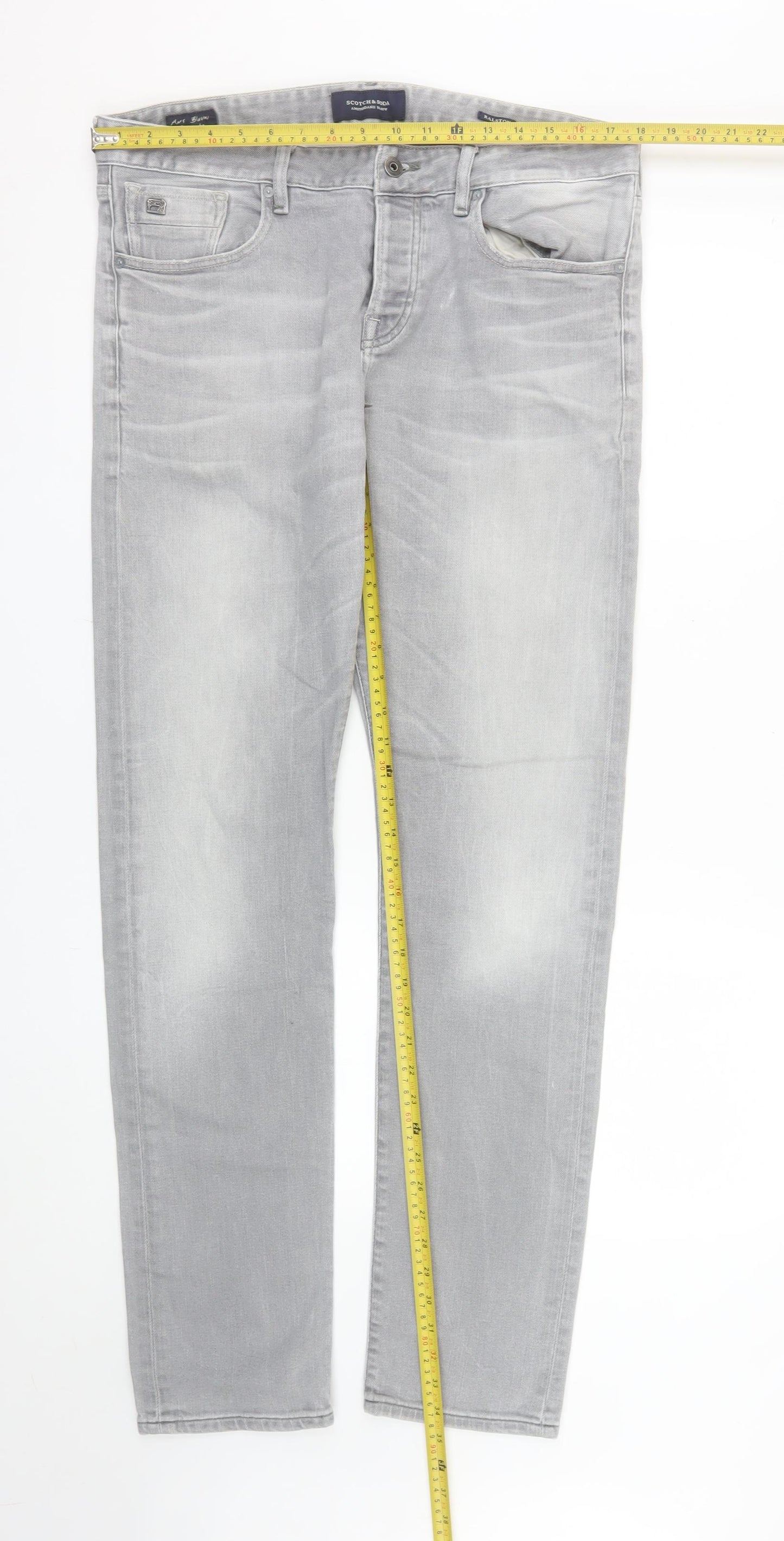 Scotch & Soda Men's Grey Slim Fit Straight Jeans W34 L34