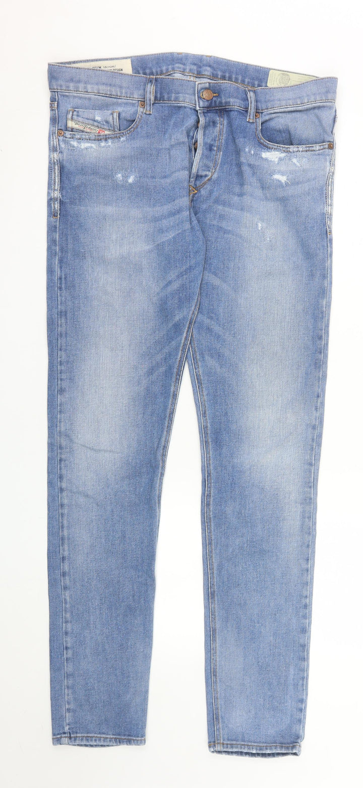 Diesel Men's Blue Slim Fit Distressed Denim Jeans Size 34