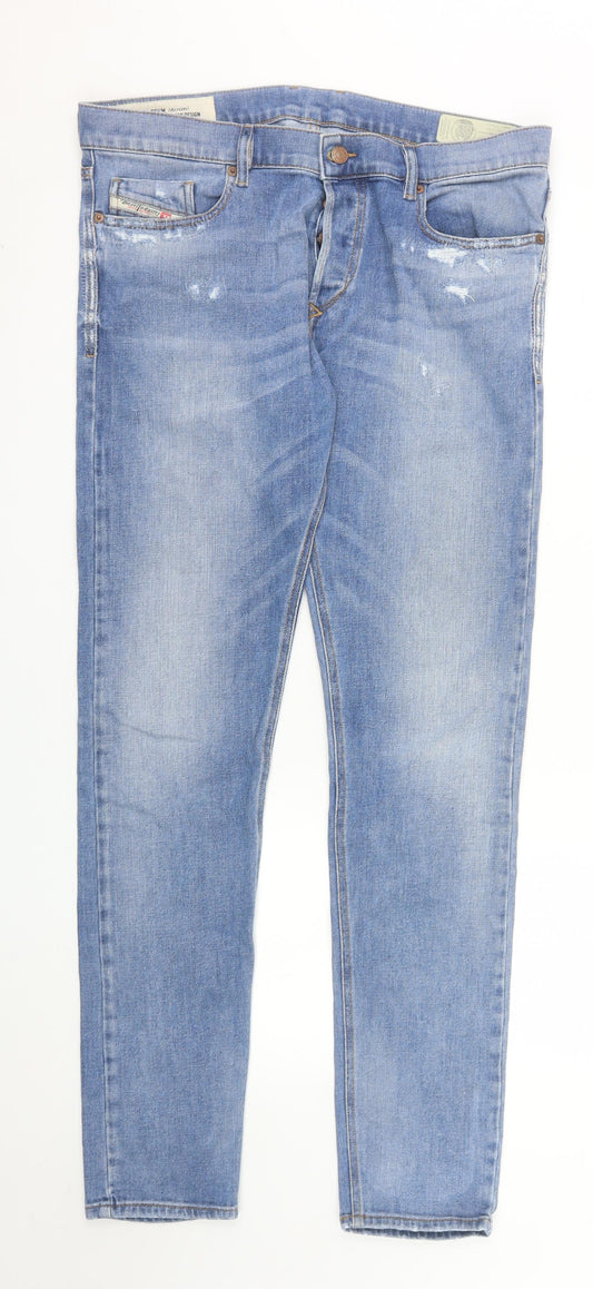 Diesel Men's Blue Slim Fit Distressed Denim Jeans Size 34