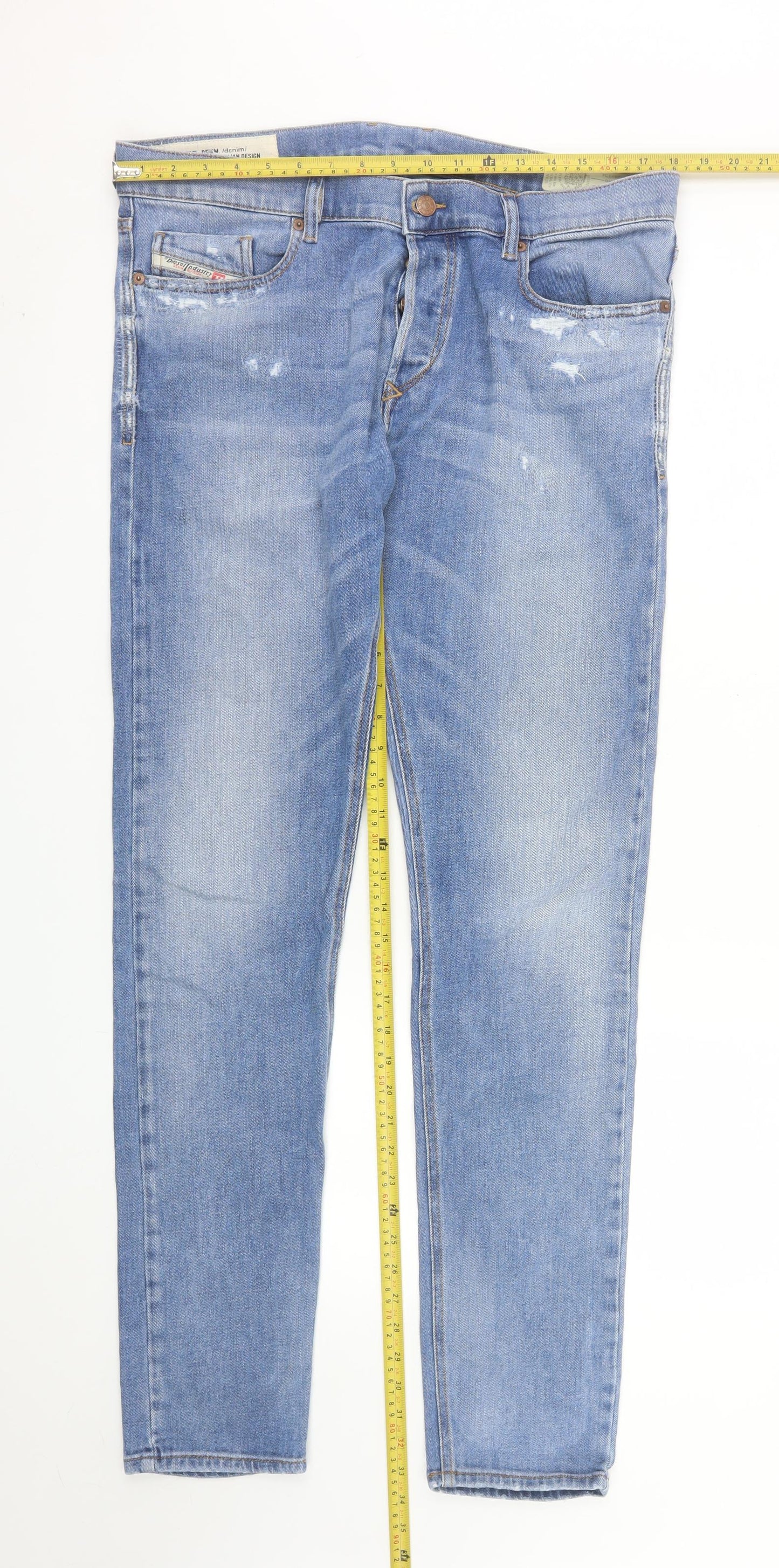 Diesel Men's Blue Slim Fit Distressed Denim Jeans Size 34