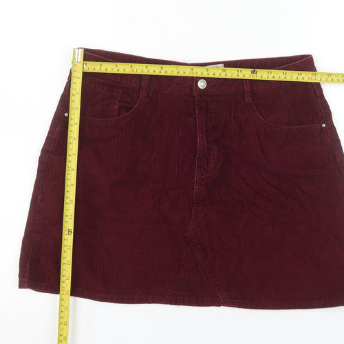 Denim Co Womens Red Corduroy A-Line Skirt UK 14 Short Casual
