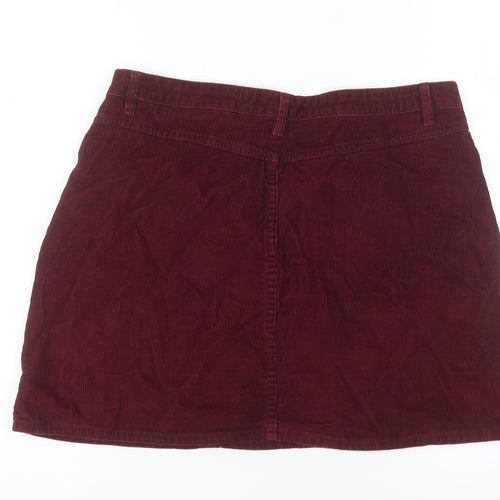 Denim Co Womens Red Corduroy A-Line Skirt UK 14 Short Casual