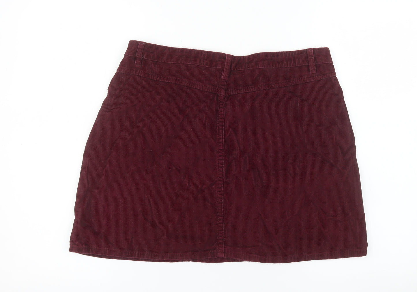 Denim Co Womens Red Corduroy A-Line Skirt UK 14 Short Casual