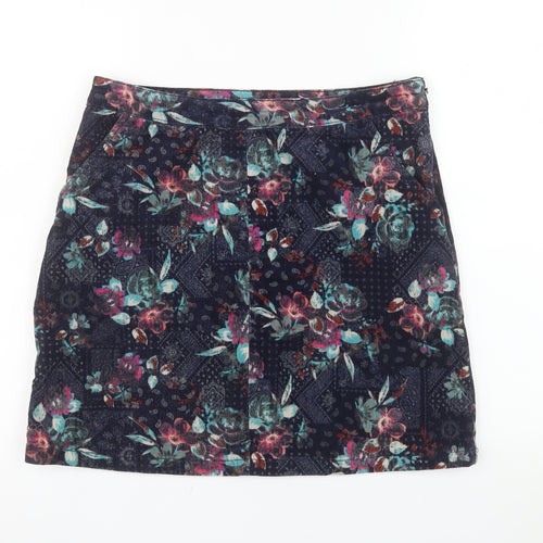 Tu Women’s Blue Floral Corduroy Short Skirt Size 10
