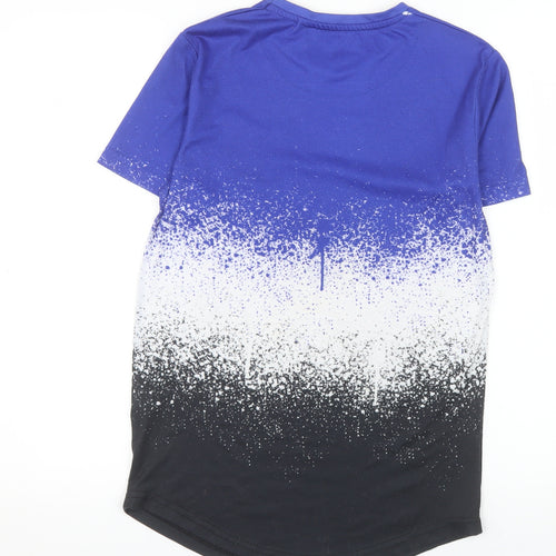 DFND Men's Blue Graphic Ombre Crew Neck T-Shirt XS