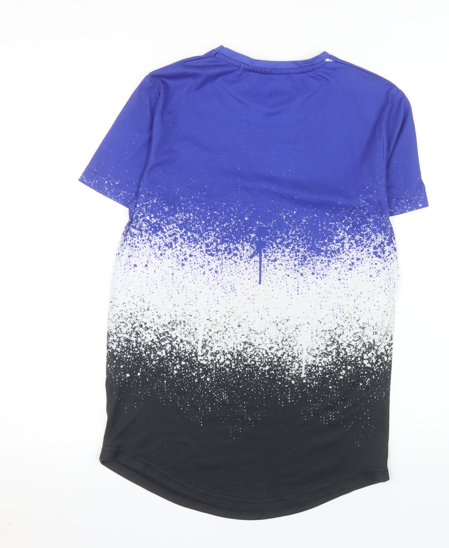 DFND Men's Blue Graphic Ombre Crew Neck T-Shirt XS